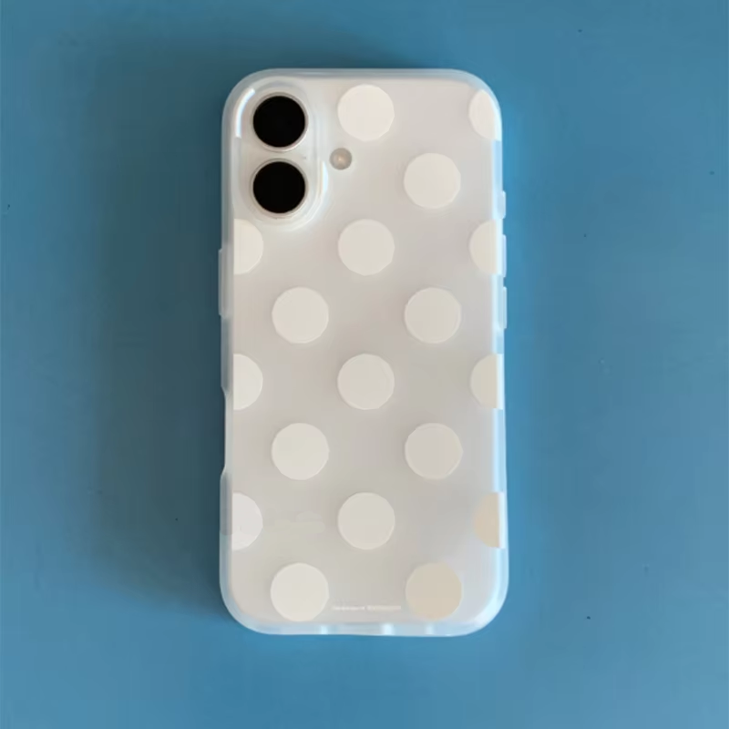 Phone Cases Xr Iphone - 韓国風白の水玉模様フロスト加工スマホケース iPhone 18 ULTRA 17 16