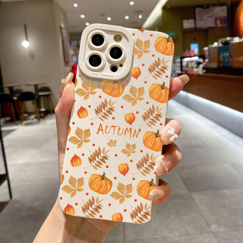 Phone Cases Xiaomi 15 - 秋の紅葉とカボチャ柄デザインのXiaomi 14T Pro、13、12、11 Lite 5G、15、14、13、13T、12T用ソフトシリコンケース