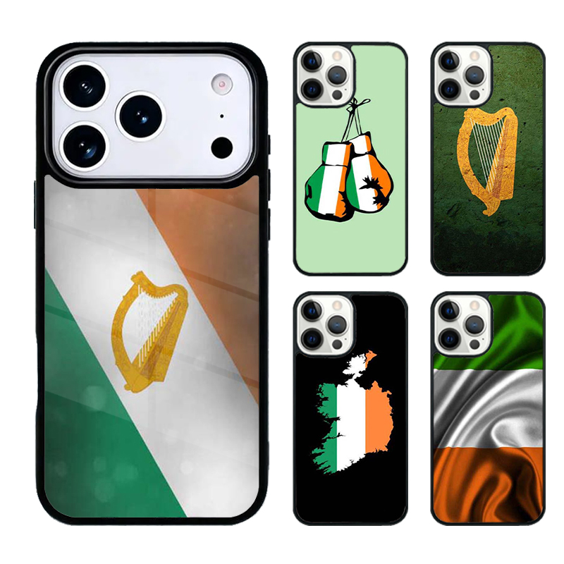 Phone Cases Ireland - アイルランドの国旗をあしらったiPhone 17、18、Air、16、15、14 Plus、13、12 Pro Max用耐衝撃バンパー付きスマホケース。
