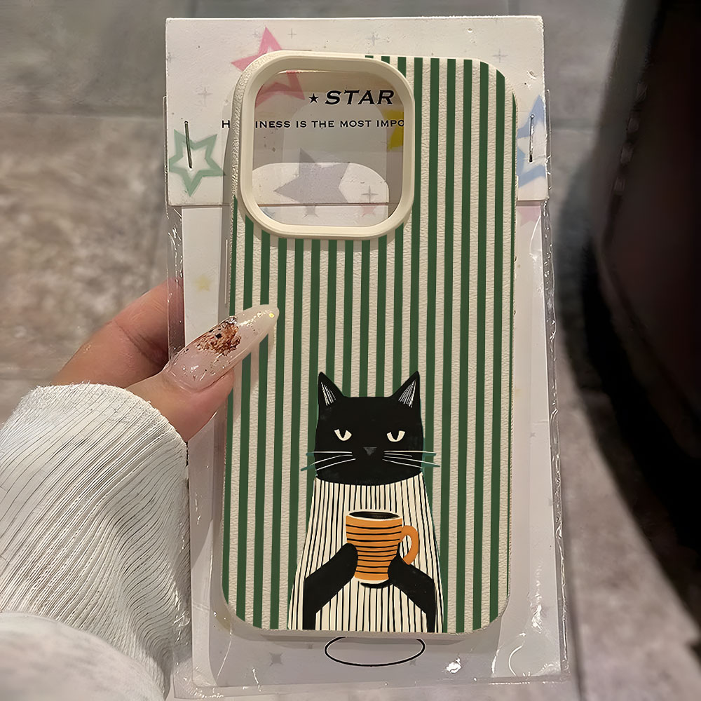 面白いコーヒー猫柄ライチ柄iPhoneケース iPhone  - Phone Cases Xr Iphone のレビューと価格