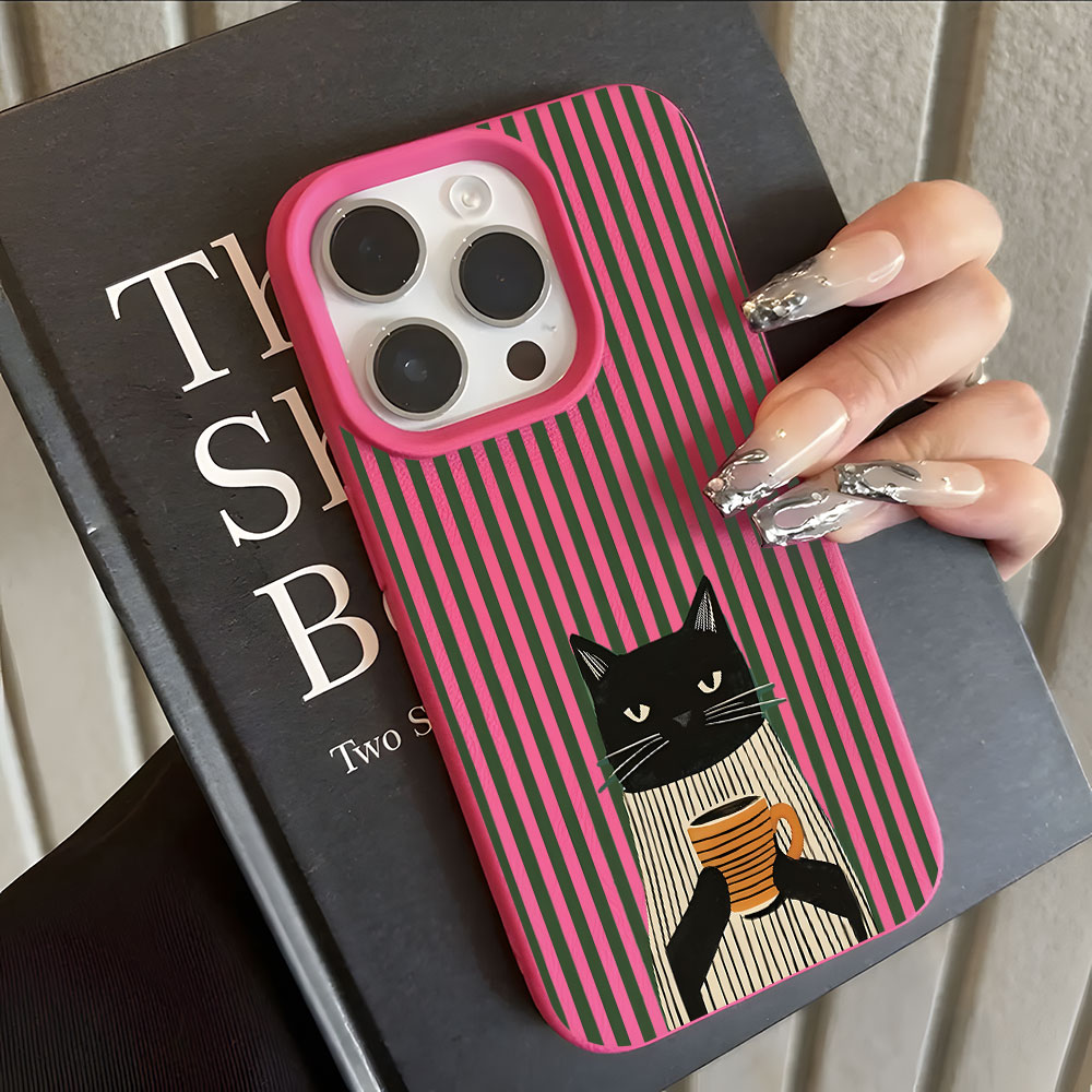 面白いコーヒー猫柄ライチ柄iPhoneケース iPhone  - Phone Cases Xr Iphone のレビューと価格